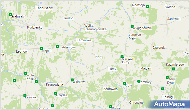 mapa Nart gmina Jakubów, Nart gmina Jakubów na mapie Targeo