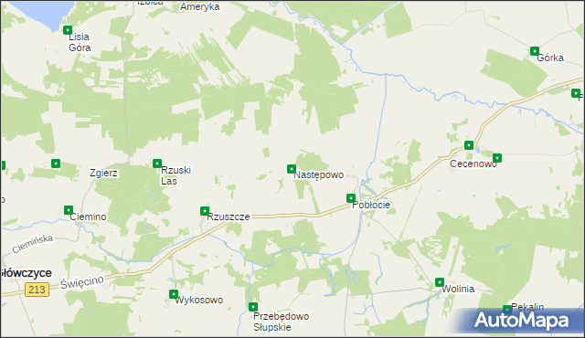 mapa Następowo, Następowo na mapie Targeo