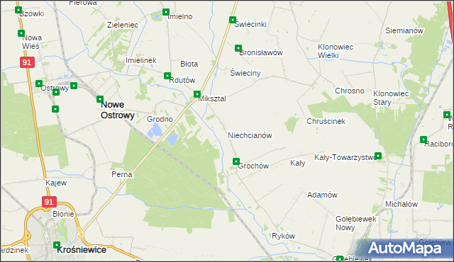 mapa Niechcianów, Niechcianów na mapie Targeo