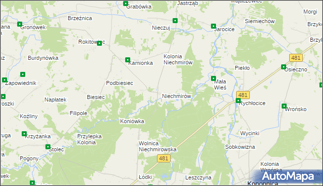 mapa Niechmirów, Niechmirów na mapie Targeo