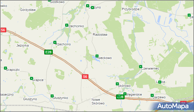 mapa Nieckowo, Nieckowo na mapie Targeo