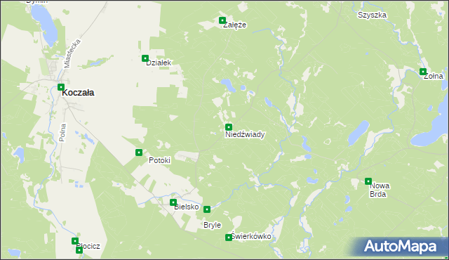 mapa Niedźwiady gmina Koczała, Niedźwiady gmina Koczała na mapie Targeo