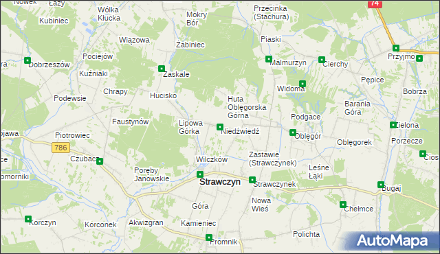 mapa Niedźwiedź gmina Strawczyn, Niedźwiedź gmina Strawczyn na mapie Targeo