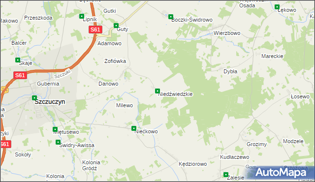 mapa Niedźwiedzkie gmina Szczuczyn, Niedźwiedzkie gmina Szczuczyn na mapie Targeo