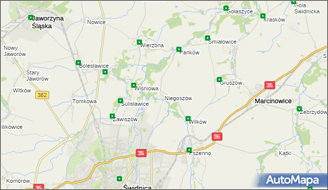 mapa Niegoszów, Niegoszów na mapie Targeo