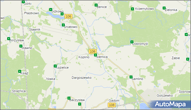 mapa Niemica gmina Golczewo, Niemica gmina Golczewo na mapie Targeo