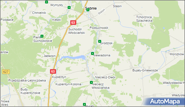 mapa Niewiadoma, Niewiadoma na mapie Targeo