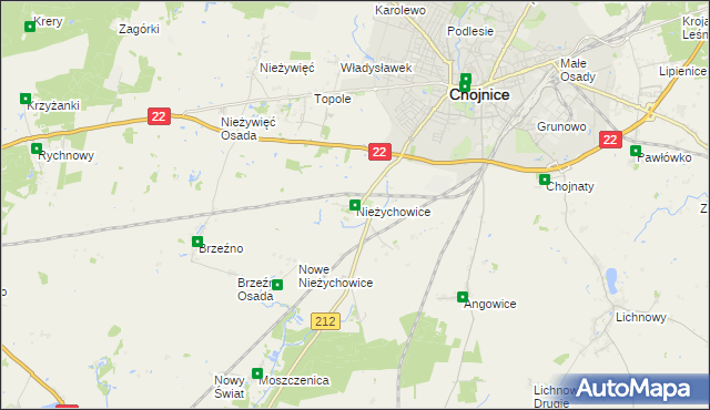 mapa Nieżychowice, Nieżychowice na mapie Targeo