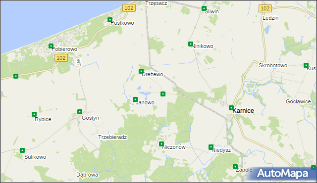 mapa Niwy gmina Karnice, Niwy gmina Karnice na mapie Targeo