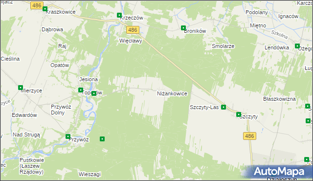 mapa Niżankowice, Niżankowice na mapie Targeo