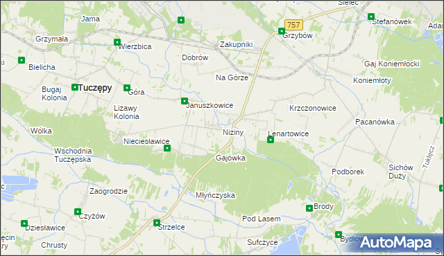 mapa Niziny gmina Tuczępy, Niziny gmina Tuczępy na mapie Targeo