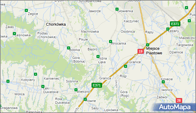 mapa Niżna Łąka, Niżna Łąka na mapie Targeo