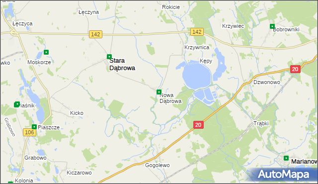 mapa Nowa Dąbrowa gmina Stara Dąbrowa, Nowa Dąbrowa gmina Stara Dąbrowa na mapie Targeo