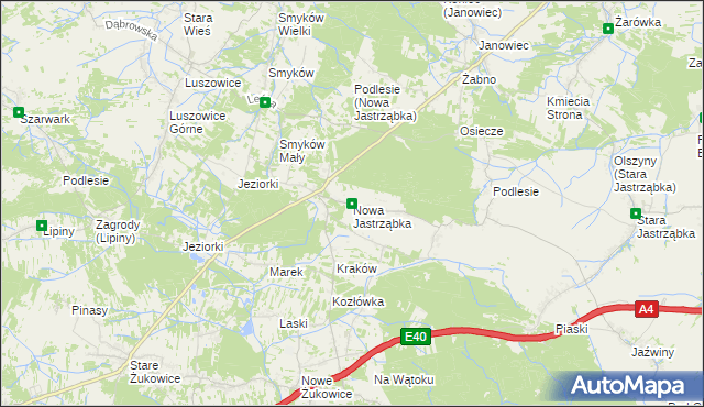 mapa Nowa Jastrząbka, Nowa Jastrząbka na mapie Targeo