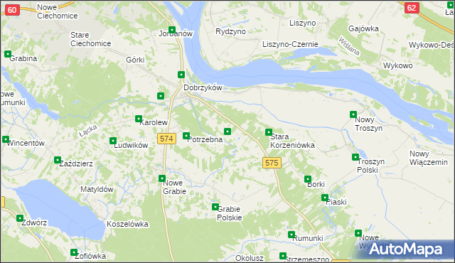 mapa Nowa Korzeniówka, Nowa Korzeniówka na mapie Targeo