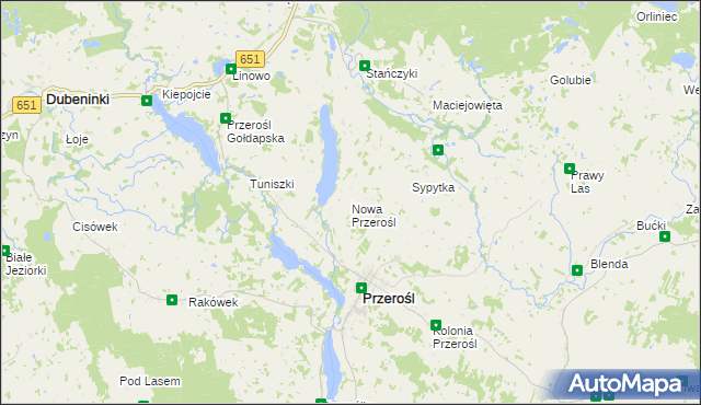 mapa Nowa Przerośl, Nowa Przerośl na mapie Targeo