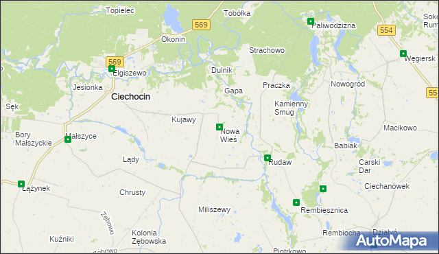 mapa Nowa Wieś gmina Ciechocin, Nowa Wieś gmina Ciechocin na mapie Targeo