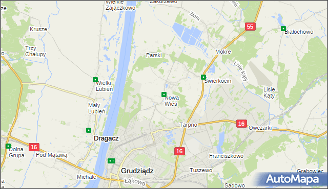 mapa Nowa Wieś gmina Grudziądz, Nowa Wieś gmina Grudziądz na mapie Targeo