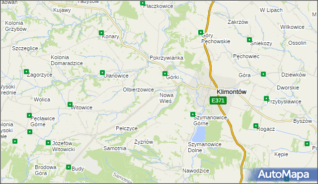 mapa Nowa Wieś gmina Klimontów, Nowa Wieś gmina Klimontów na mapie Targeo