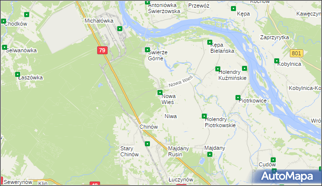 mapa Nowa Wieś gmina Kozienice, Nowa Wieś gmina Kozienice na mapie Targeo