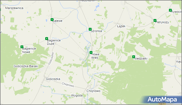 mapa Nowa Wieś gmina Kuczbork-Osada, Nowa Wieś gmina Kuczbork-Osada na mapie Targeo