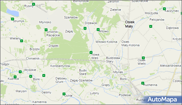 mapa Nowa Wieś gmina Osiek Mały, Nowa Wieś gmina Osiek Mały na mapie Targeo