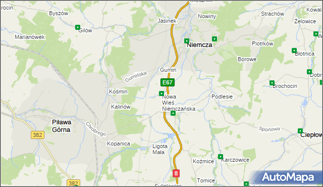 mapa Nowa Wieś Niemczańska, Nowa Wieś Niemczańska na mapie Targeo