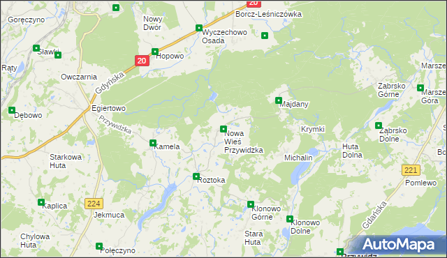 mapa Nowa Wieś Przywidzka, Nowa Wieś Przywidzka na mapie Targeo