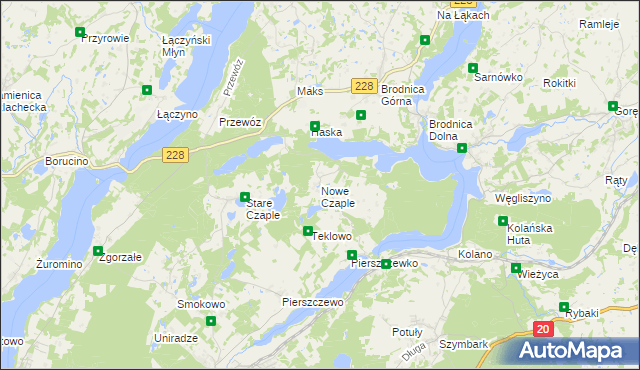 mapa Nowe Czaple gmina Stężyca, Nowe Czaple gmina Stężyca na mapie Targeo