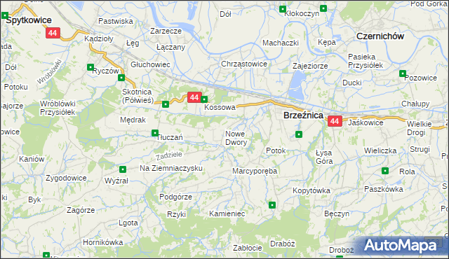 mapa Nowe Dwory gmina Brzeźnica, Nowe Dwory gmina Brzeźnica na mapie Targeo