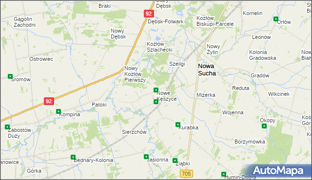 mapa Nowe Kęszyce, Nowe Kęszyce na mapie Targeo