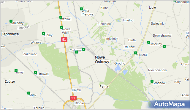 mapa Nowe Ostrowy, Nowe Ostrowy na mapie Targeo