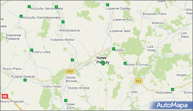 mapa Nowe Piekuty, Nowe Piekuty na mapie Targeo