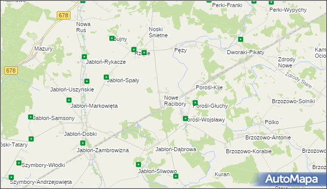 mapa Nowe Racibory gmina Sokoły, Nowe Racibory gmina Sokoły na mapie Targeo
