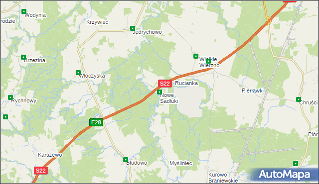 mapa Nowe Sadłuki gmina Młynary, Nowe Sadłuki gmina Młynary na mapie Targeo