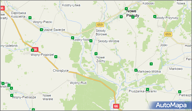 mapa Nowe Żochy, Nowe Żochy na mapie Targeo