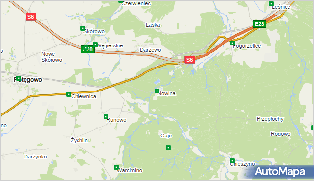 mapa Nowina gmina Potęgowo, Nowina gmina Potęgowo na mapie Targeo