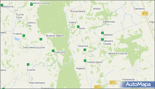 mapa Nowinka gmina Sidra, Nowinka gmina Sidra na mapie Targeo