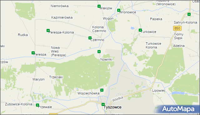 mapa Nowinki gmina Tyszowce, Nowinki gmina Tyszowce na mapie Targeo