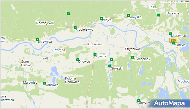 mapa Nowiny gmina Przytoczna, Nowiny gmina Przytoczna na mapie Targeo