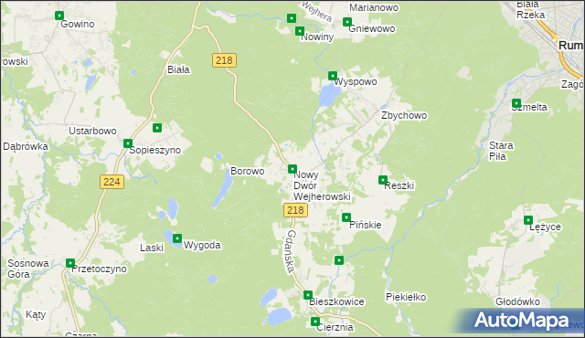 mapa Nowy Dwór Wejherowski, Nowy Dwór Wejherowski na mapie Targeo