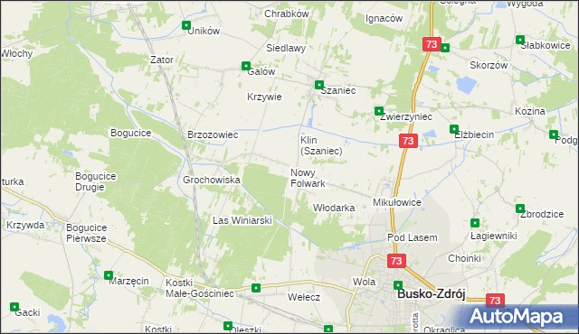 mapa Nowy Folwark gmina Busko-Zdrój, Nowy Folwark gmina Busko-Zdrój na mapie Targeo