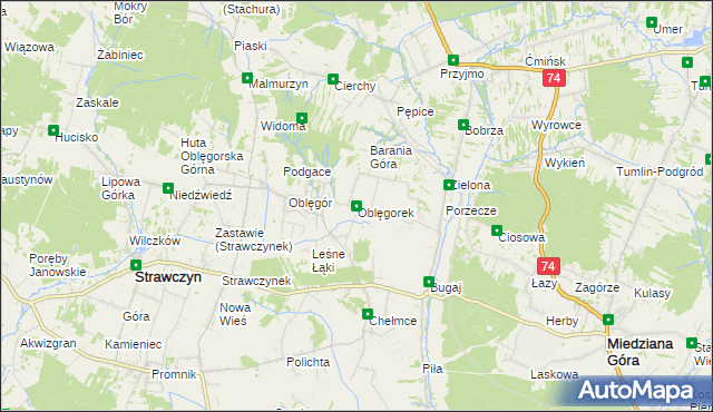 mapa Oblęgorek, Oblęgorek na mapie Targeo