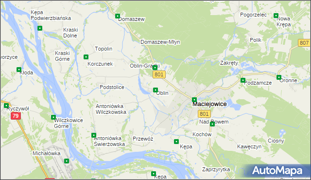 mapa Oblin, Oblin na mapie Targeo