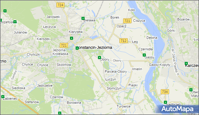 mapa Obory gmina Konstancin-Jeziorna, Obory gmina Konstancin-Jeziorna na mapie Targeo