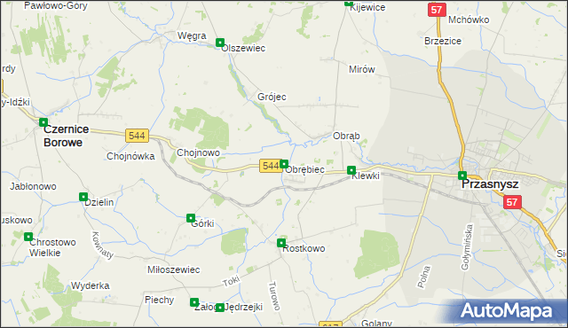 mapa Obrębiec, Obrębiec na mapie Targeo