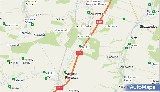 mapa Obroki, Obroki na mapie Targeo