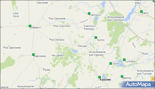 mapa Obrowo gmina Kęsowo, Obrowo gmina Kęsowo na mapie Targeo