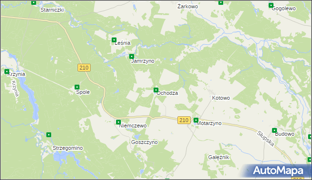 mapa Ochodza gmina Dębnica Kaszubska, Ochodza gmina Dębnica Kaszubska na mapie Targeo