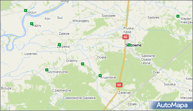 mapa Ocięte, Ocięte na mapie Targeo